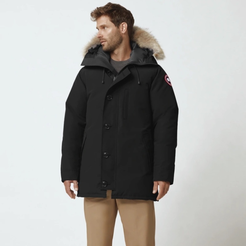 Mens Black Canada Goose Winter Parka (Removable fur)